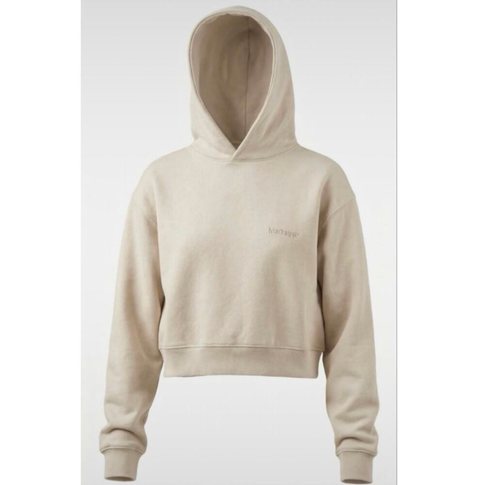 Women's Madhappy Classic Cropped Fleece Hoodie Oatmeal Heather Sz Large NWT $170